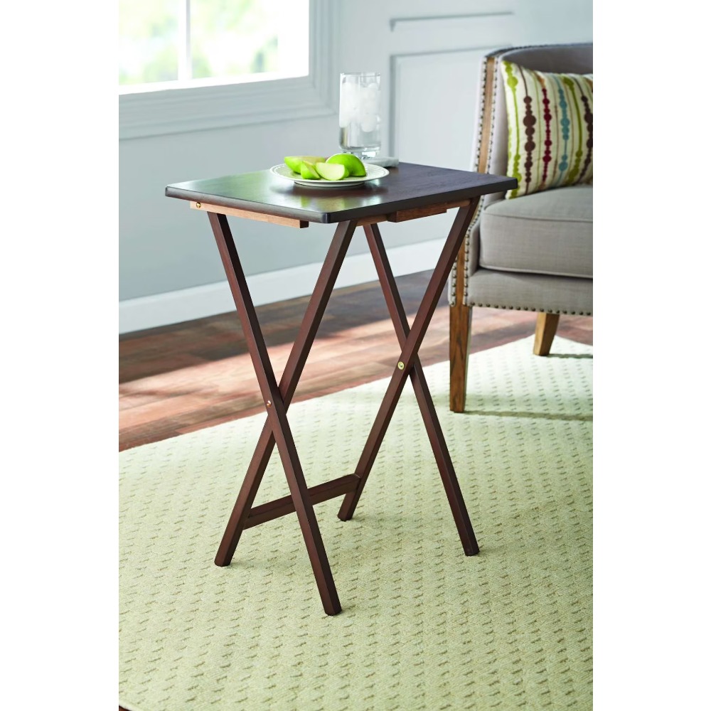 Outdoor Camping Table - Rubberwood Folding TV Tray Table with