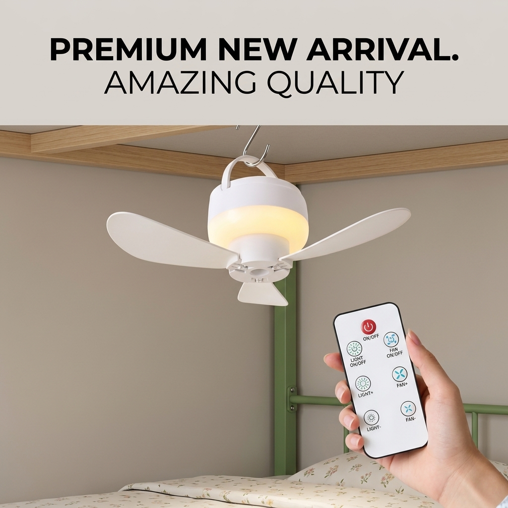 Outdoor Camping Cot - Small Ceiling Fan Portable USB Hanging