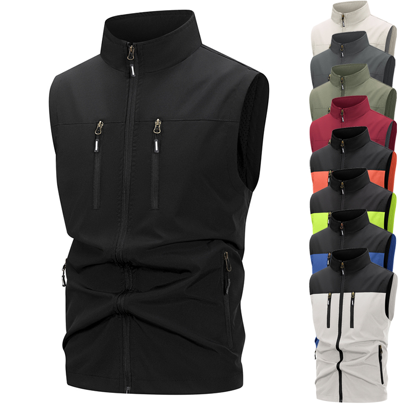 Outdoor Camping Vest - Men's Lightweight Softshell Vest with Zipper