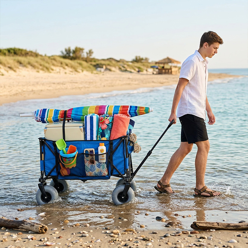 Foldable Metal Beach Wagon Qui - Outdoor Camping Table ulasan dan harga
