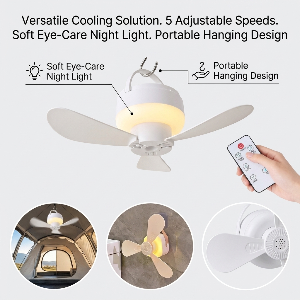 Small Ceiling Fan Portable USB - Outdoor Camping Cot ulasan dan harga
