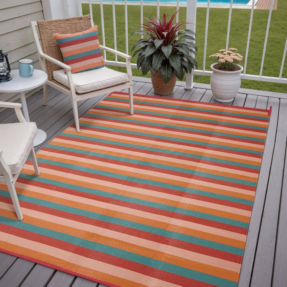 5x8 Outdoor Rug Orange Red Str - Outdoor Camping Decke ulasan dan harga