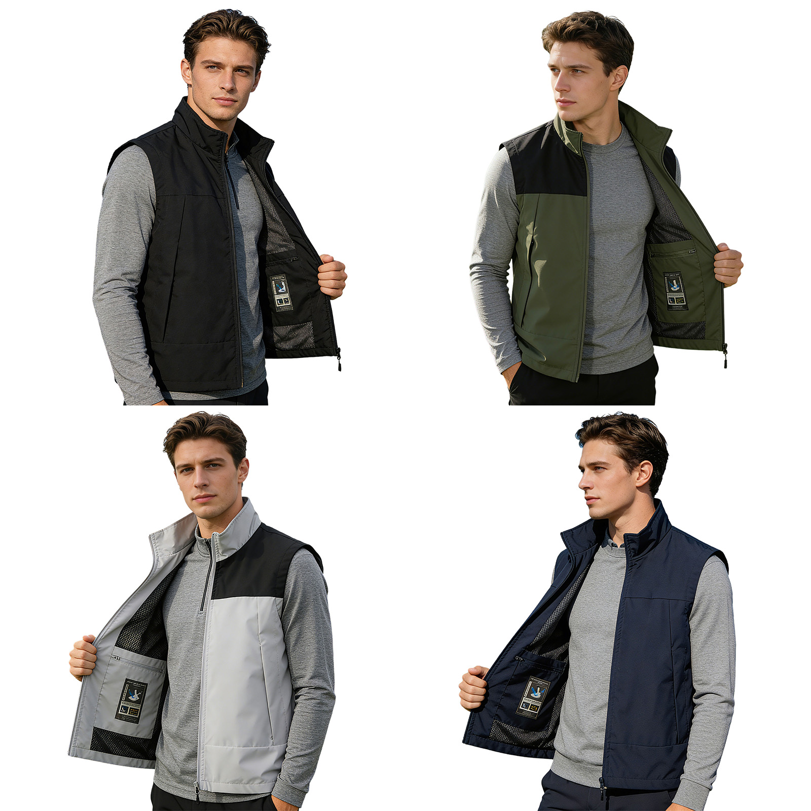 #M-5XL Men Golf Vest Stand Col - Outdoor Camping Vest ulasan dan harga