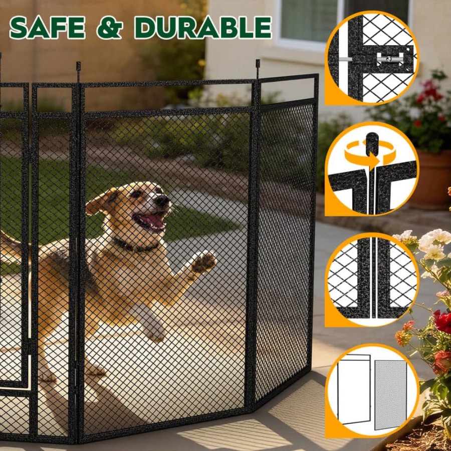 Dog Playpen with Safety Mesh 3 - Outdoor Camping Dog Kennel ulasan dan harga